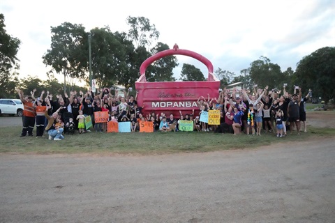 Moranbah locals stand with Glenden rally this afternoon Thursday 6 July 2023.JPG